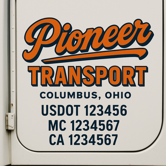 Custom Truck Door Decal Lettering For DOT Compliance (Add Your Own USDOT, MC, KYU, CA VIN Numbers)