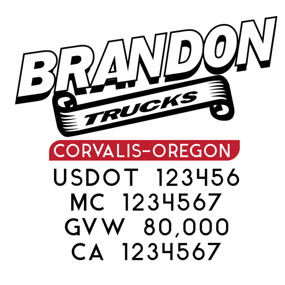 Custom Semi Truck Company Lettering Decal Lettering Sets (SET OF TWO)