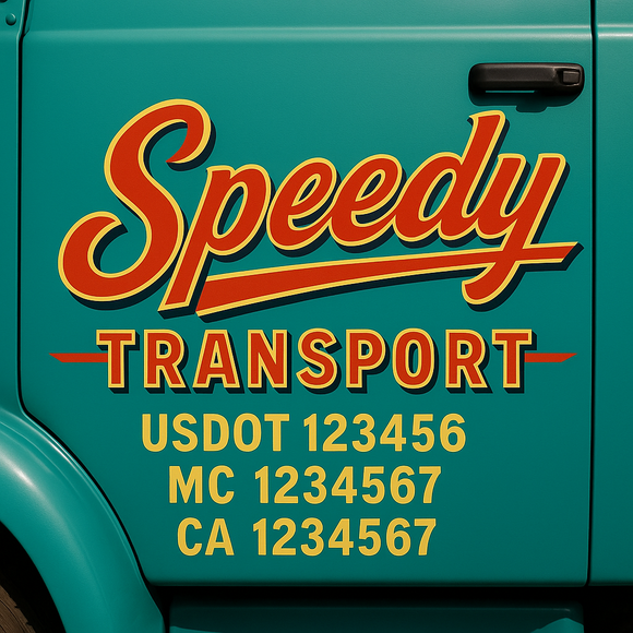 Custom Truck Door Decal Sticker Lettering Signs with US DOT, MC, CA, KYU VIN For Semi-Trucks, Work Trucks & Businesses