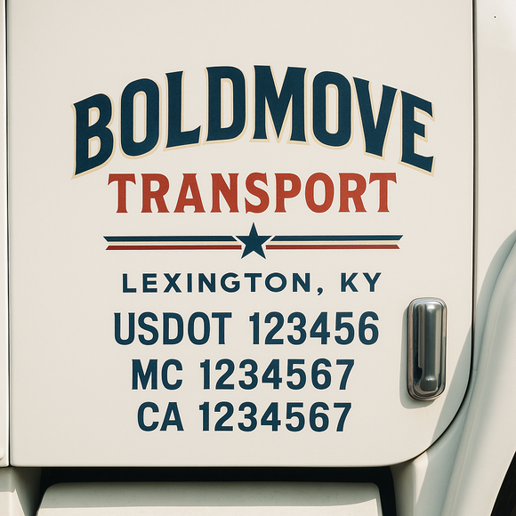 Custom Truck Door Decal Sticker Lettering Signs with US DOT, MC, CA, KYU VIN For Semi-Trucks, Work Trucks & Businesses