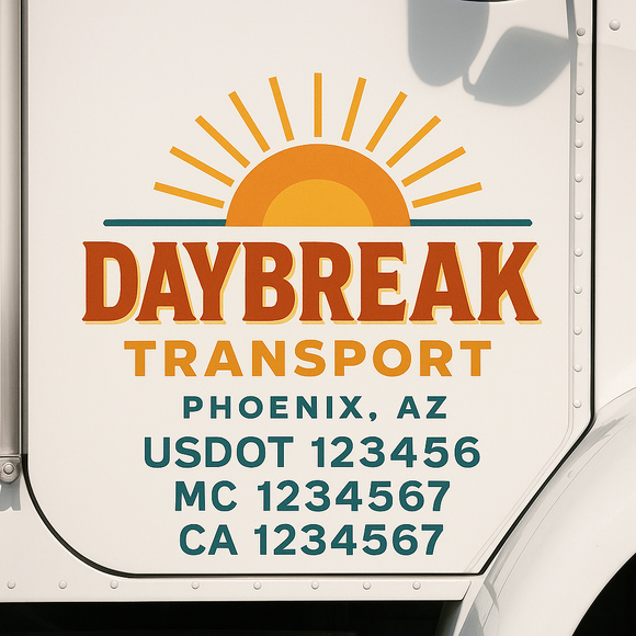 Custom Truck Door Decal Sticker Lettering Signs with US DOT, MC, CA, KYU VIN For Semi-Trucks, Work Trucks & Businesses