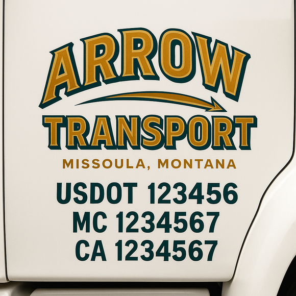 Custom Truck Door Decal Sticker Lettering Signs with US DOT, MC, CA, KYU VIN For Semi-Trucks, Work Trucks & Businesses
