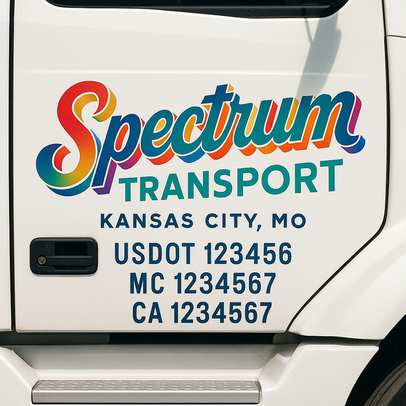 Custom Truck Door Decal Sticker Lettering Signs with US DOT, MC, CA, KYU VIN For Semi-Trucks, Work Trucks & Businesses