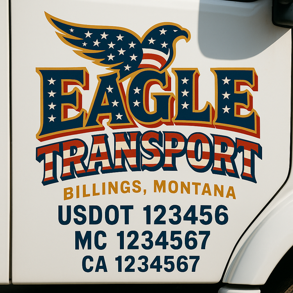 Custom Truck Door Decal Sticker Lettering Signs with US DOT, MC, CA, KYU VIN For Semi-Trucks, Work Trucks & Businesses