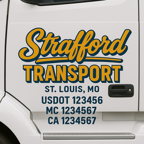 Custom Truck Door Decal Sticker Lettering Signs with US DOT, MC, CA, KYU VIN For Semi-Trucks, Work Trucks & Businesses