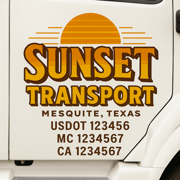 Custom Truck Door Decal Sticker Lettering Signs with US DOT, MC, CA, KYU VIN For Semi-Trucks, Work Trucks & Businesses