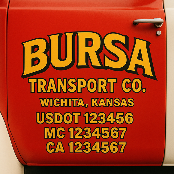 Custom Truck Door Decal Sticker Lettering Signs with US DOT, MC, CA, KYU VIN For Semi-Trucks, Work Trucks & Businesses