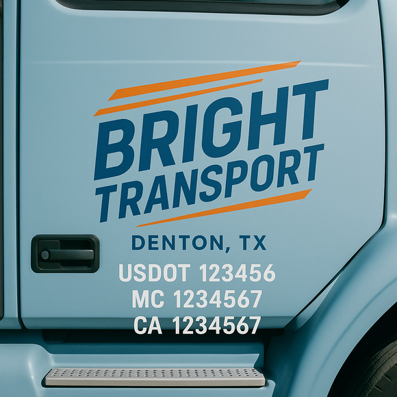 Custom Truck Door Decal Sticker Lettering Signs with US DOT, MC, CA, KYU VIN For Semi-Trucks, Work Trucks & Businesses
