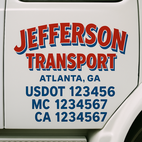 Custom Truck Door Decal Sticker Lettering Signs with US DOT, MC, CA, KYU VIN For Semi-Trucks, Work Trucks & Businesses