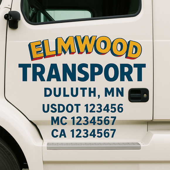 Custom Truck Door Decal Sticker Lettering Signs with US DOT, MC, CA, KYU VIN For Semi-Trucks, Work Trucks & Businesses