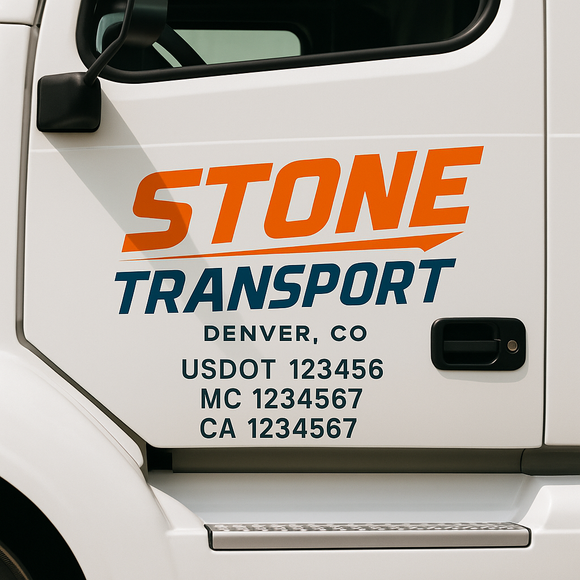 Custom Truck Door Decal Sticker Lettering Signs with US DOT, MC, CA, KYU VIN For Semi-Trucks, Work Trucks & Businesses