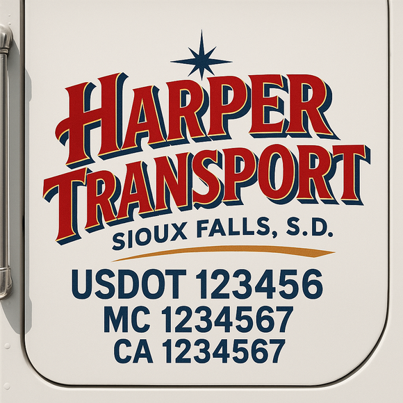 Custom Truck Door Decal Sticker Lettering Signs with US DOT, MC, CA, KYU VIN For Semi-Trucks, Work Trucks & Businesses