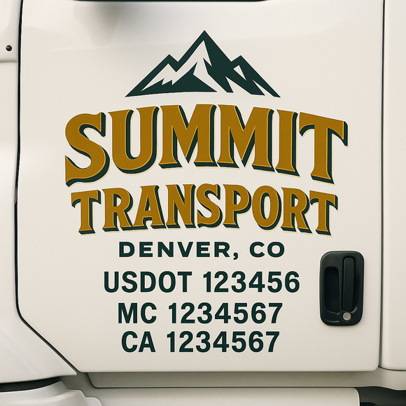 Custom Truck Door Decal Sticker Lettering Signs with US DOT, MC, CA, KYU VIN For Semi-Trucks, Work Trucks & Businesses
