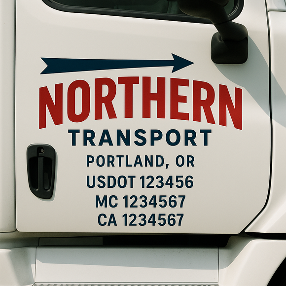 Custom Truck Door Decal Sticker Lettering Signs with US DOT, MC, CA, KYU VIN For Semi-Trucks, Work Trucks & Businesses