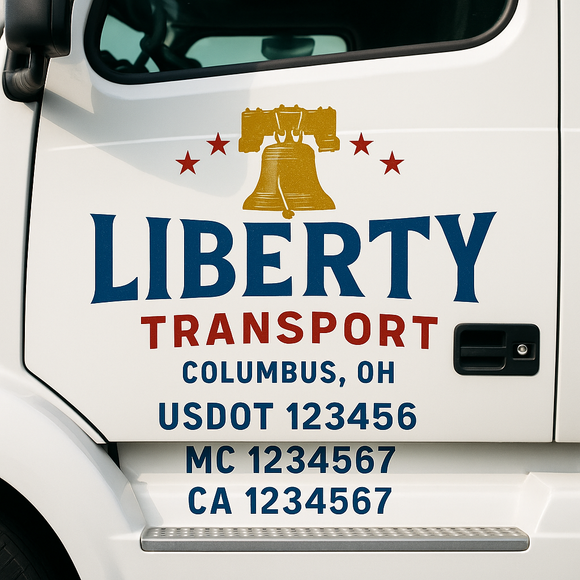 Custom Truck Door Decal Sticker Lettering Signs with US DOT, MC, CA, KYU VIN For Semi-Trucks, Work Trucks & Businesses