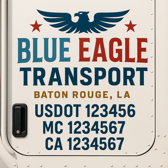 Custom Truck Door Decal Sticker Lettering Signs with US DOT, MC, CA, KYU VIN For Semi-Trucks, Work Trucks & Businesses