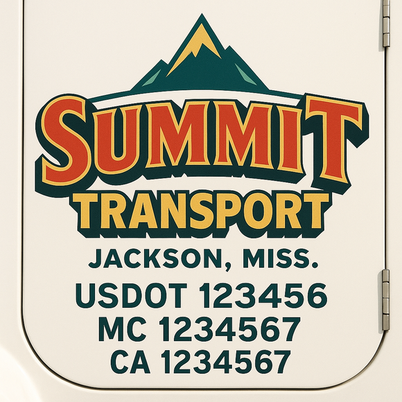 Custom Truck Door Decal Sticker Lettering Signs with US DOT, MC, CA, KYU VIN For Semi-Trucks, Work Trucks & Businesses