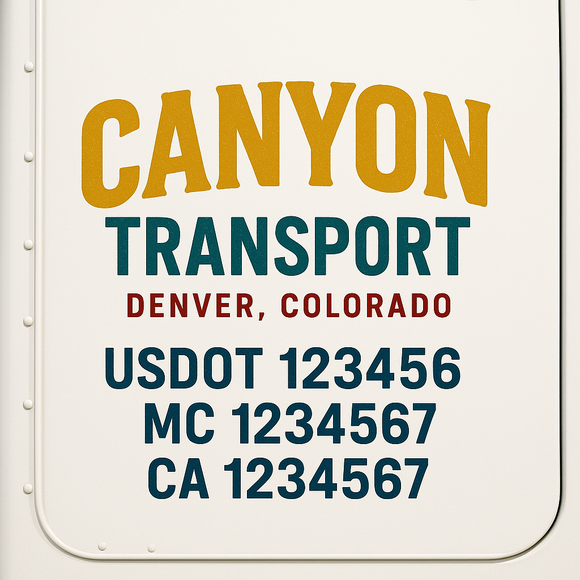 Custom Truck Door Decal Sticker Lettering Signs with US DOT, MC, CA, KYU VIN For Semi-Trucks, Work Trucks & Businesses