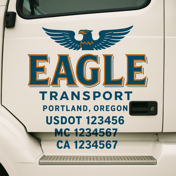 Custom Truck Door Decal Sticker Lettering Signs with US DOT, MC, CA, KYU VIN For Semi-Trucks, Work Trucks & Businesses