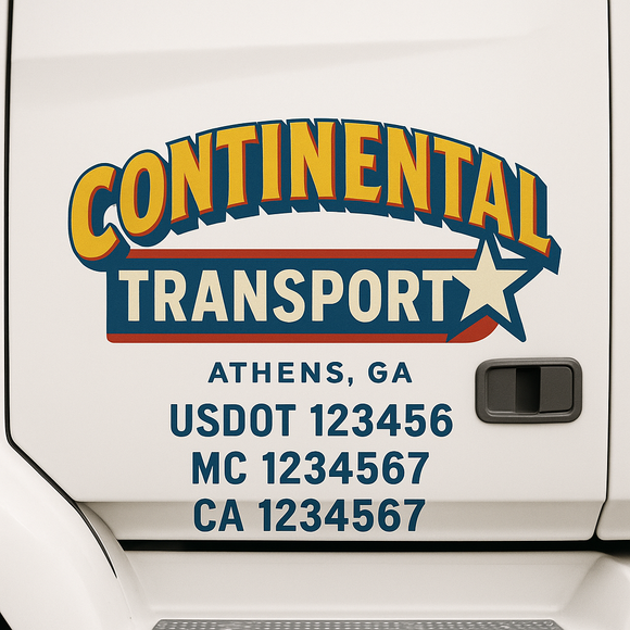 Custom Truck Door Decal Sticker Lettering Signs with US DOT, MC, CA, KYU VIN For Semi-Trucks, Work Trucks & Businesses