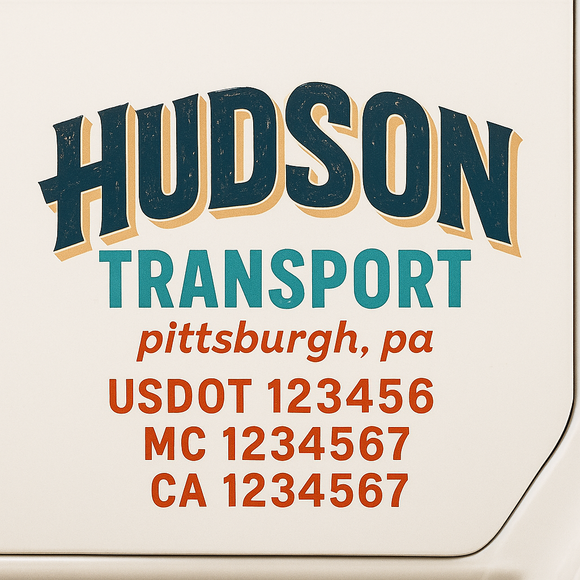 Custom Truck Door Decal Sticker Lettering Signs with US DOT, MC, CA, KYU VIN For Semi-Trucks, Work Trucks & Businesses