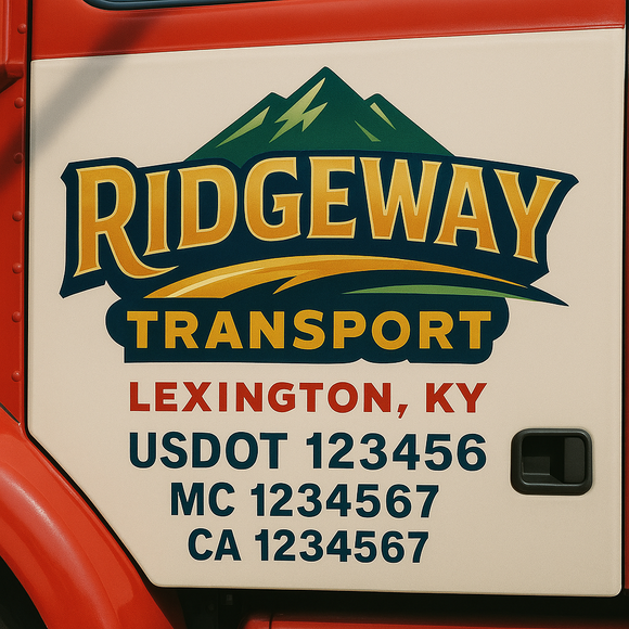 Custom Truck Door Decal Sticker Lettering Signs with US DOT, MC, CA, KYU VIN For Semi-Trucks, Work Trucks & Businesses