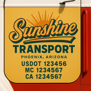 Custom Truck Door Decal Sticker Lettering Signs with US DOT, MC, CA, KYU VIN For Semi-Trucks, Work Trucks & Businesses
