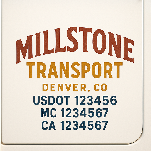 Custom Truck Door Decal Sticker Lettering Signs with US DOT, MC, CA, KYU VIN For Semi-Trucks, Work Trucks & Businesses