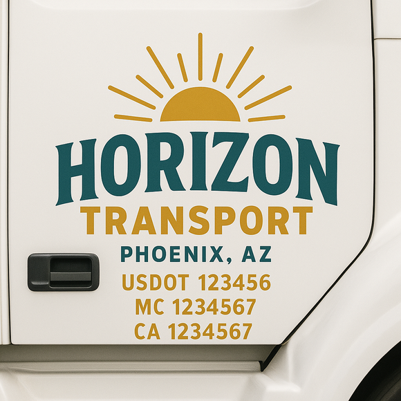Custom Truck Door Decal Sticker Lettering Signs with US DOT, MC, CA, KYU VIN For Semi-Trucks, Work Trucks & Businesses