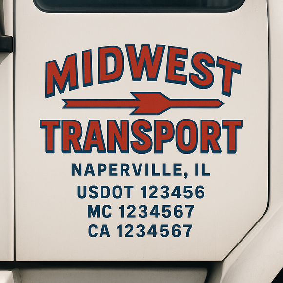 Custom Truck Door Decal Sticker Lettering Signs with US DOT, MC, CA, KYU VIN For Semi-Trucks, Work Trucks & Businesses