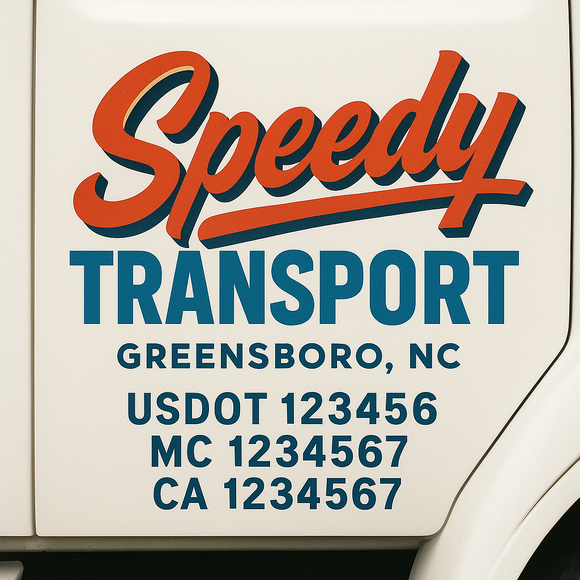 Custom Truck Door Decal Sticker Lettering Signs with US DOT, MC, CA, KYU VIN For Semi-Trucks, Work Trucks & Businesses