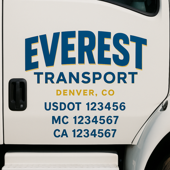 Custom Truck Door Decal Sticker Lettering Signs with US DOT, MC, CA, KYU VIN For Semi-Trucks, Work Trucks & Businesses