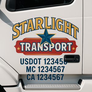 Custom Truck Door Decal Sticker Lettering Signs with US DOT, MC, CA, KYU VIN For Semi-Trucks, Work Trucks & Businesses