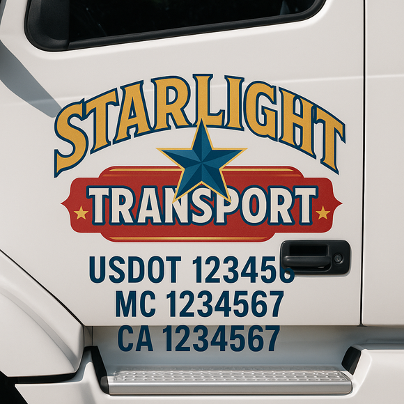 Custom Truck Door Decal Sticker Lettering Signs with US DOT, MC, CA, KYU VIN For Semi-Trucks, Work Trucks & Businesses