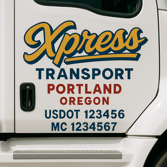 Custom Truck Door Decal Sticker Lettering Signs with US DOT, MC, CA, KYU VIN For Semi-Trucks, Work Trucks & Businesses