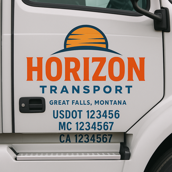 Custom Truck Door Decal Sticker Lettering Signs with US DOT, MC, CA, KYU VIN For Semi-Trucks, Work Trucks & Businesses