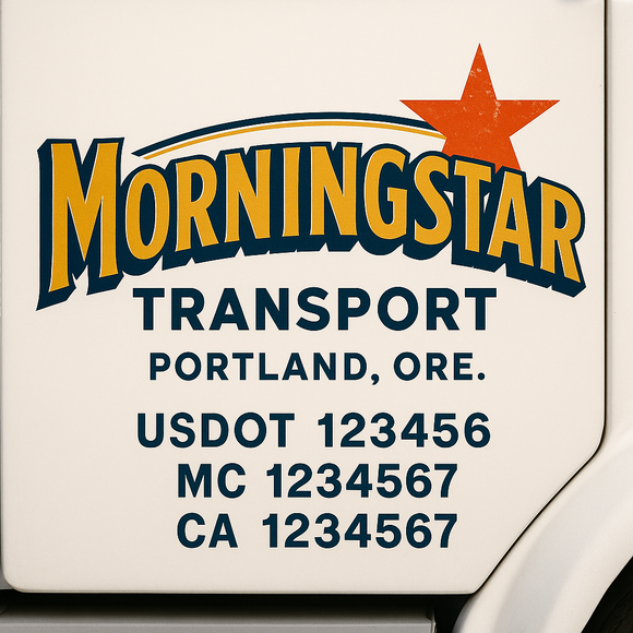 Custom Truck Door Decal Sticker Lettering Signs with US DOT, MC, CA, KYU VIN For Semi-Trucks, Work Trucks & Businesses