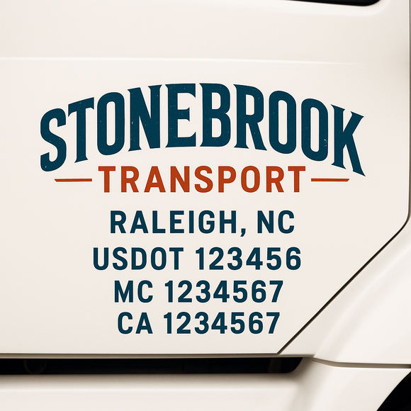 Custom Truck Door Decal Sticker Lettering Signs with US DOT, MC, CA, KYU VIN For Semi-Trucks, Work Trucks & Businesses