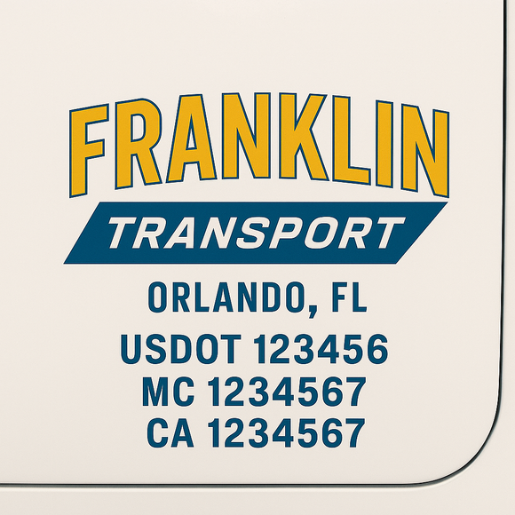 Custom Truck Door Decal Sticker Lettering Signs with US DOT, MC, CA, KYU VIN For Semi-Trucks, Work Trucks & Businesses