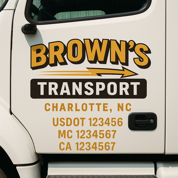 Custom Truck Door Decal Sticker Lettering Signs with US DOT, MC, CA, KYU VIN For Semi-Trucks, Work Trucks & Businesses
