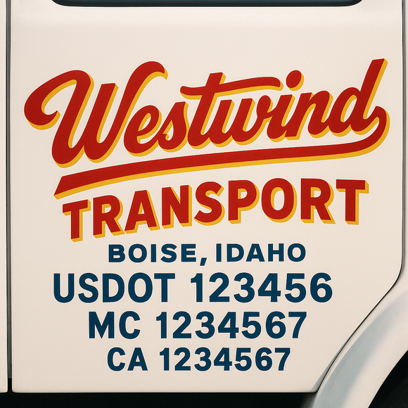Custom Truck Door Decal Sticker Lettering Signs with US DOT, MC, CA, KYU VIN For Semi-Trucks, Work Trucks & Businesses