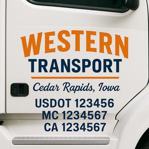 Custom Truck Door Decal Sticker Lettering Signs with US DOT, MC, CA, KYU VIN For Semi-Trucks, Work Trucks & Businesses