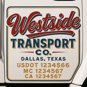 Custom Truck Door Decal Sticker Lettering Signs with US DOT, MC, CA, KYU VIN For Semi-Trucks, Work Trucks & Businesses