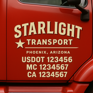 Custom Truck Door Decal Sticker Lettering Signs with US DOT, MC, CA, KYU VIN For Semi-Trucks, Work Trucks & Businesses