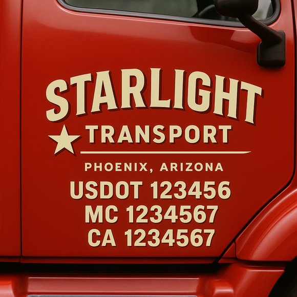 Custom Truck Door Decal Sticker Lettering Signs with US DOT, MC, CA, KYU VIN For Semi-Trucks, Work Trucks & Businesses