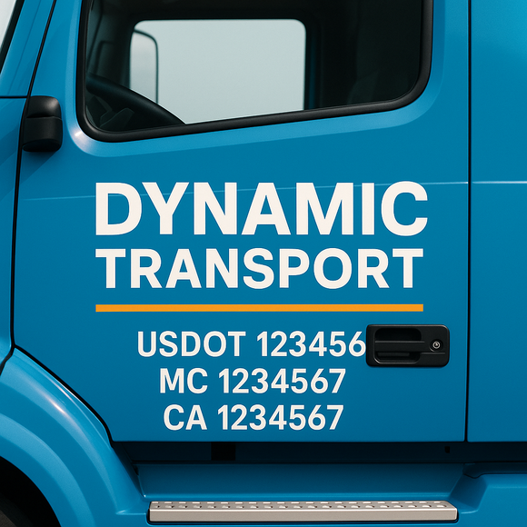 Custom Truck Door Decal Sticker Lettering Signs with US DOT, MC, CA, KYU VIN For Semi-Trucks, Work Trucks & Businesses