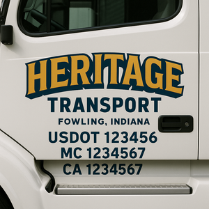 Custom Truck Door Decal Sticker Lettering Signs with US DOT, MC, CA, KYU VIN For Semi-Trucks, Work Trucks & Businesses