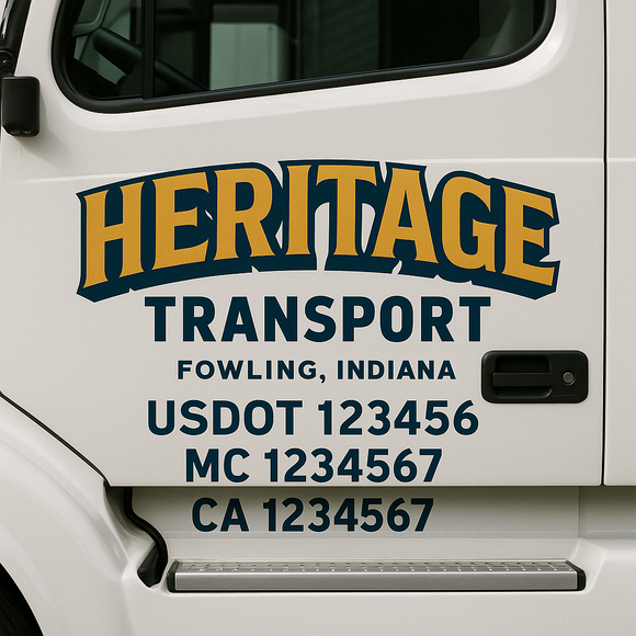 Custom Truck Door Decal Sticker Lettering Signs with US DOT, MC, CA, KYU VIN For Semi-Trucks, Work Trucks & Businesses