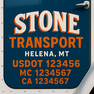 Custom Truck Door Decal Sticker Lettering Signs with US DOT, MC, CA, KYU VIN For Semi-Trucks, Work Trucks & Businesses