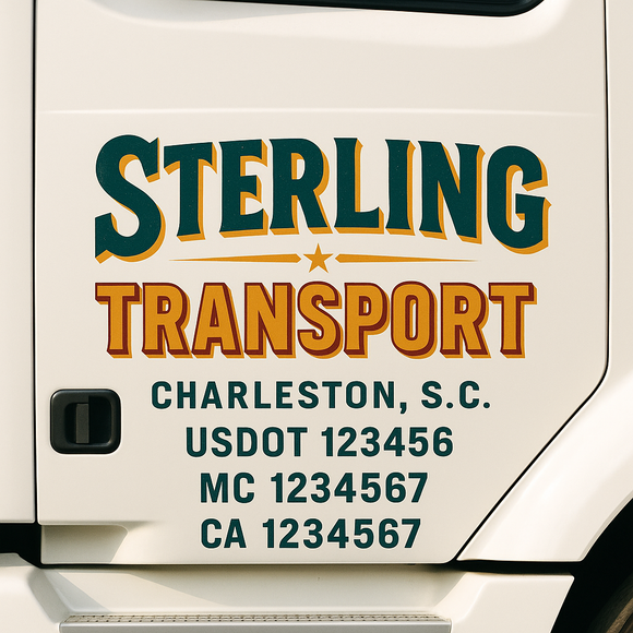 Custom Truck Door Decal Sticker Lettering Signs with US DOT, MC, CA, KYU VIN For Semi-Trucks, Work Trucks & Businesses